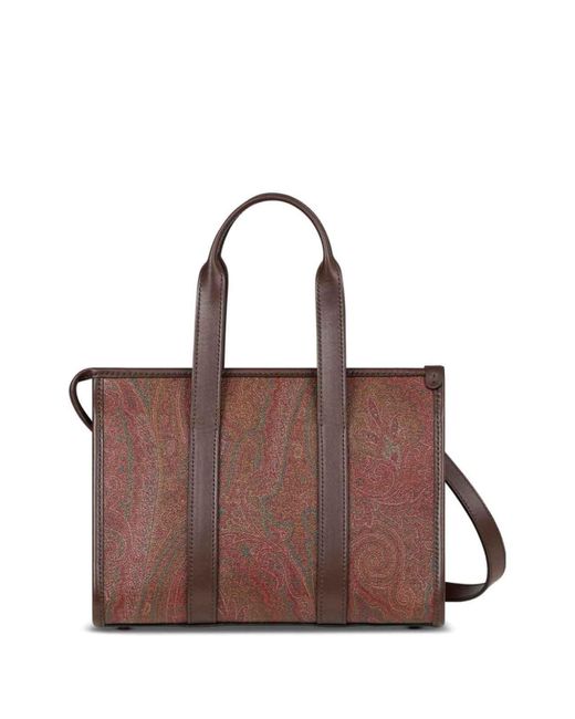 Etro Brown Paisley Small Tote Bag