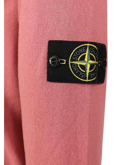 Stone Island Pink Lightweight Organic Cotton Sweater for men