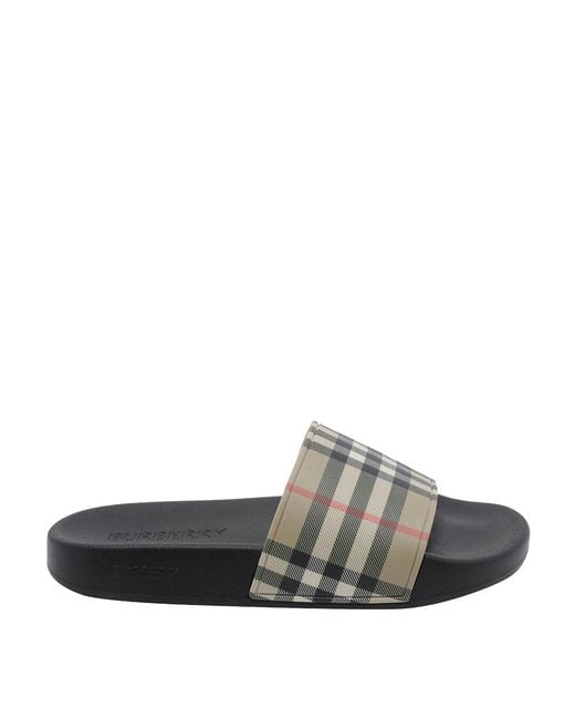 Burberry Gray Check Sliders