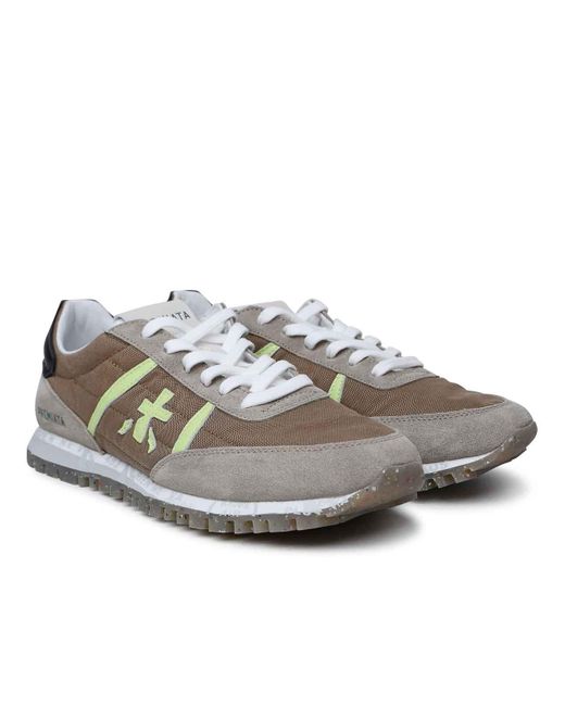 Premiata Gray 'Sean' Leather And Fabric Sneakers for men