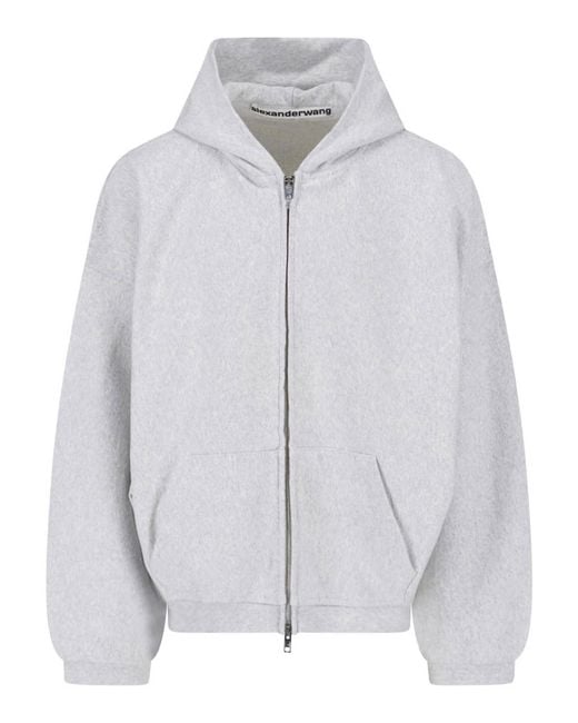 Alexander Wang Gray Cotton Zip-Up Sweatshirt