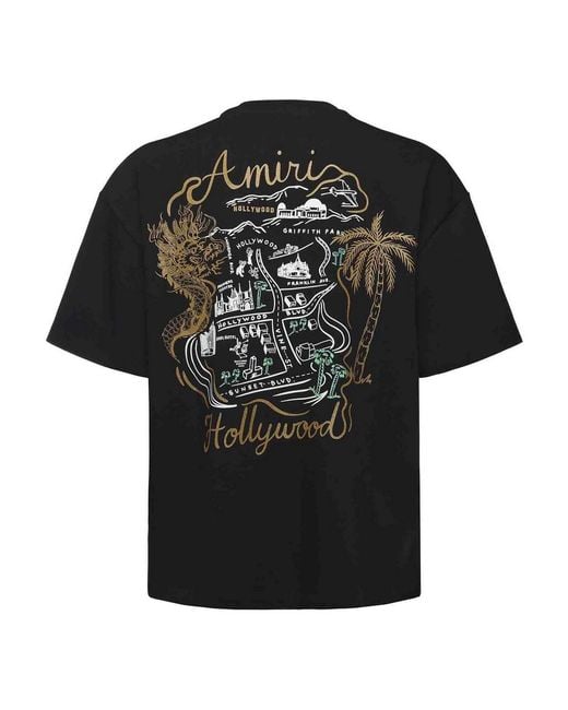 Amiri Black Oversized Hollywood Cotton T-Shirt for men