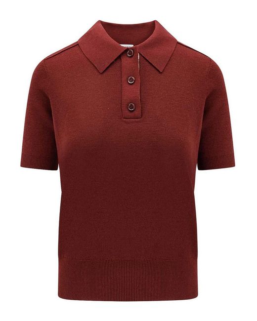 Lightweight Wool Polo Knitwear Bordeaux-Donna di Burberry in Red