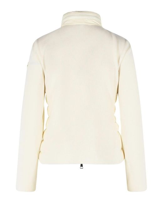 Moncler White Padded Virgin Wool Cardigan With Ivory Zip