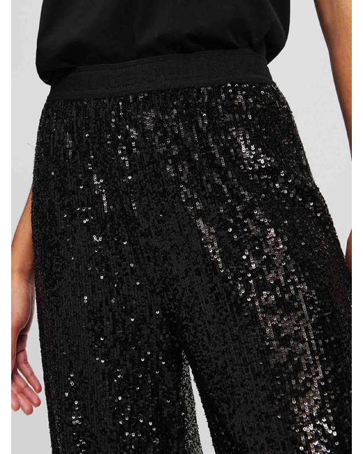Karl Lagerfeld Black Jersey Fluid Sequin Pants