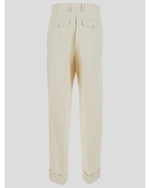 Dries Van Noten Natural Pleated Trousers