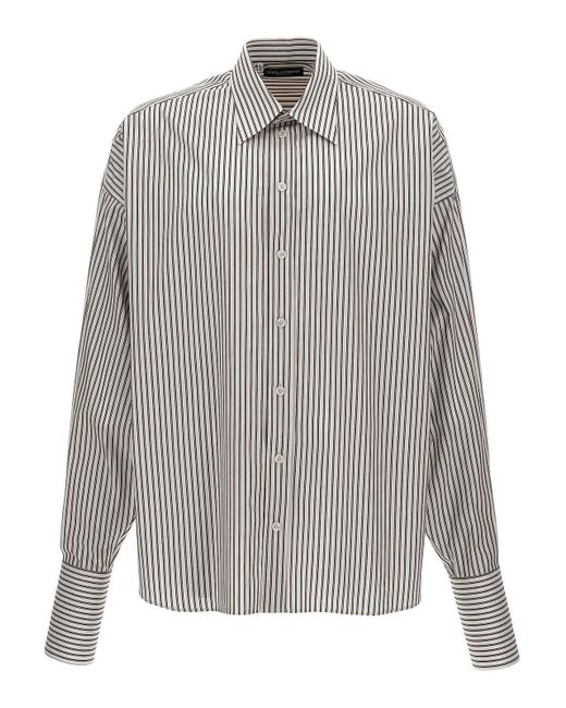 Dolce & Gabbana Gray Striped Shirt for men