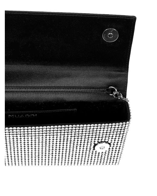 AMINA MUADDI Gray Satin Clutch