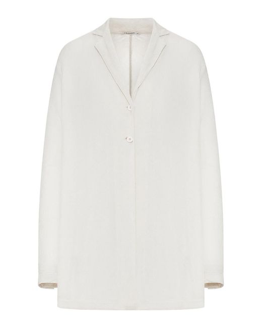 Transit White Oversized Single-Breasted Viscose Jacket