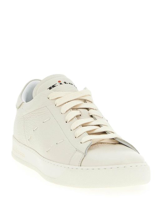 Kiton White Leather Sneakers for men