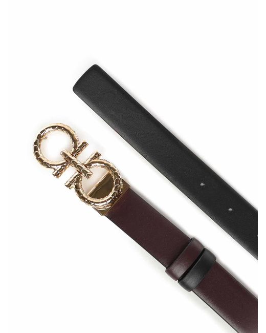 Ferragamo White Gancini Adjustable And Reversible Belt