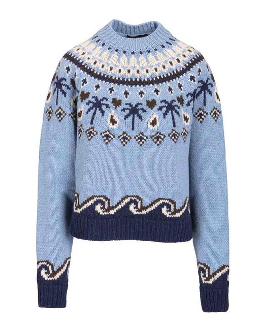 Alanui Blue Sweet Winter Sweater