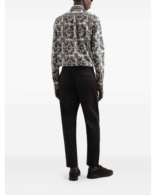 Dolce & Gabbana Black Majolica-Print Martini Shirt for men