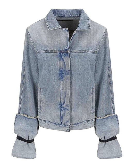 ALAINPAUL Blue Folded Elasticated Sleeve Denim Jacket