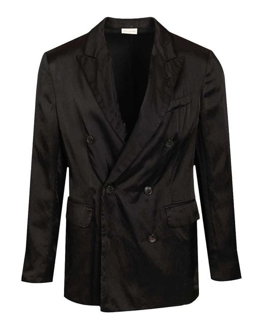 Dries Van Noten Black Double-Breasted Jacket for men