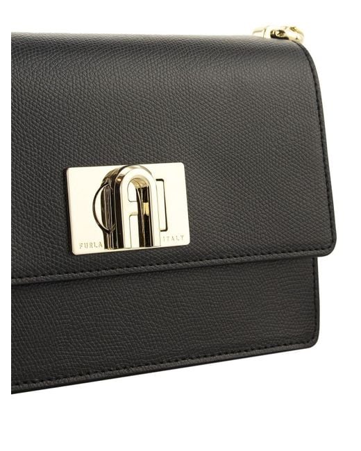 Furla Black 1927 Mini Leather Satchel Bag