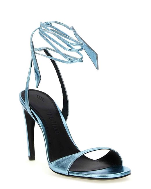 The Attico Blue Ora Laminated Square Toe Sandals