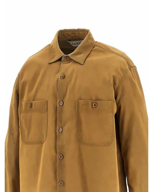 Aspesi Brown Suede Shirt for men