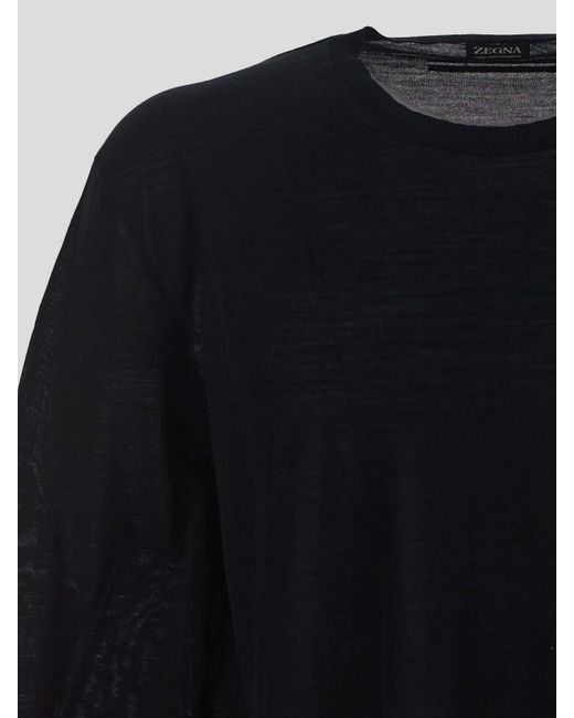 Zegna Blue Crewneck With Long Sleeves for men