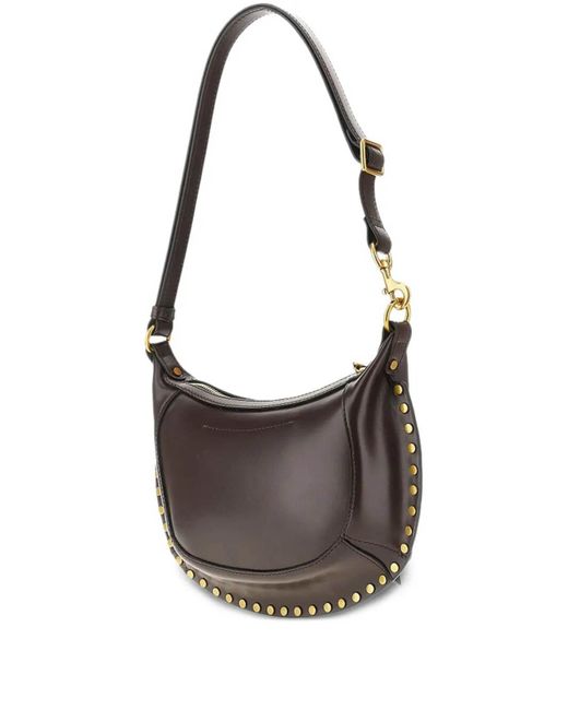 Isabel Marant Brown Oskan Moon Studded Shoulder Bag