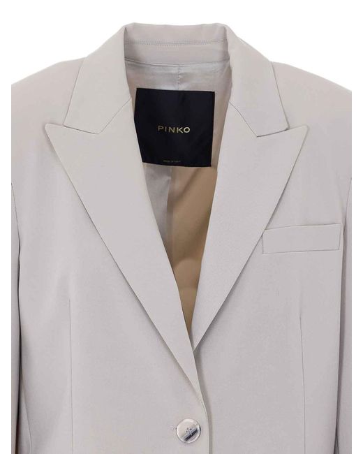 Pinko White Freda Jacket With Frontal Button Closure