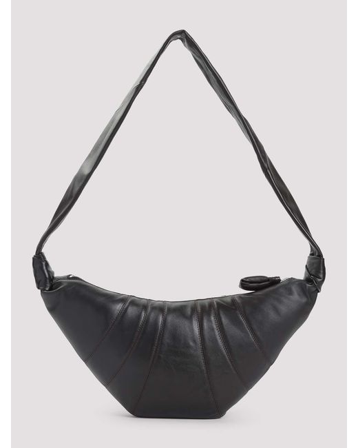 Lemaire Black Leather Medium Croissant Bag for men