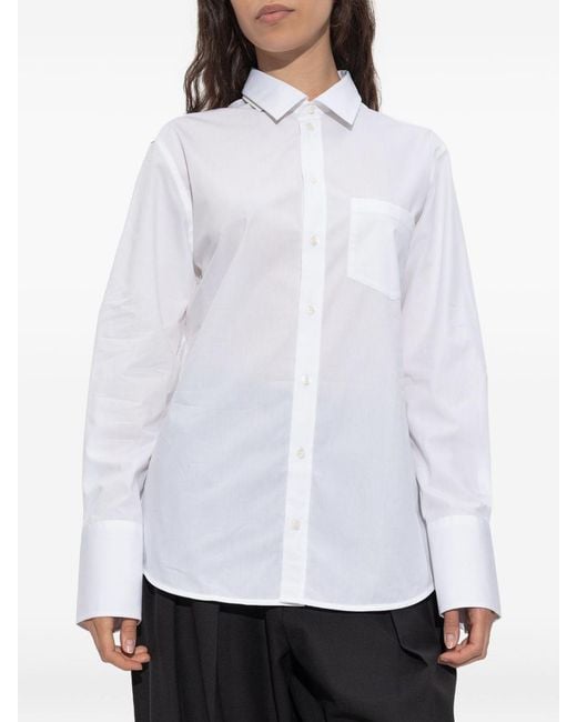 Victoria Beckham White Cotton Shirt With Unique Belt Detail
