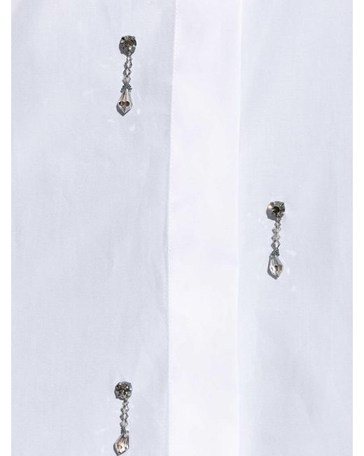 Stella McCartney White Lead-Free Crystal Embellished Oxford Shirt