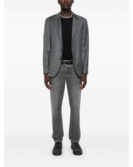 Brunello Cucinelli Black Layered Cotton Jersey Tee for men