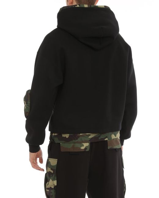 Dolce & Gabbana Black Printed Inserts Hoodie for men