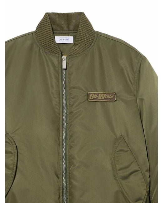 Off-White c/o Virgil Abloh Green Off- Embroidered Nylon Bomber Jacket