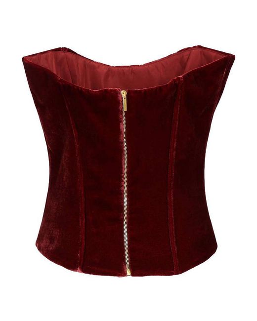 Raquel Diniz Red Elena Corset Top Rayon Tops