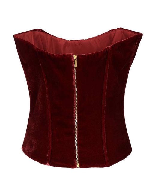 Raquel Diniz Red Elena Corset Top Rayon Tops