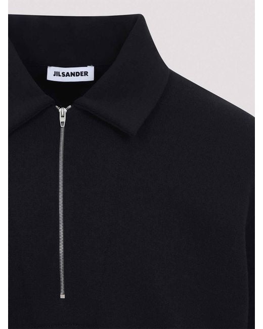 Jil Sander Blue Half Zip Sweatshirt for men