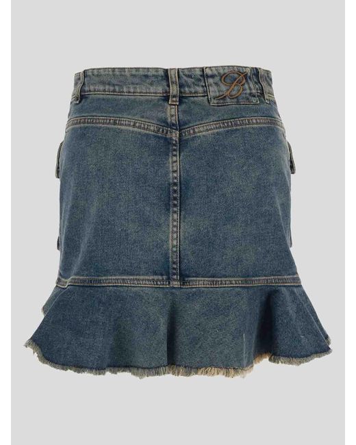 Blumarine Blue Bleach Effect Mini Skirt