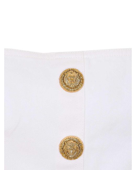Balmain White Buttoned Denim Top