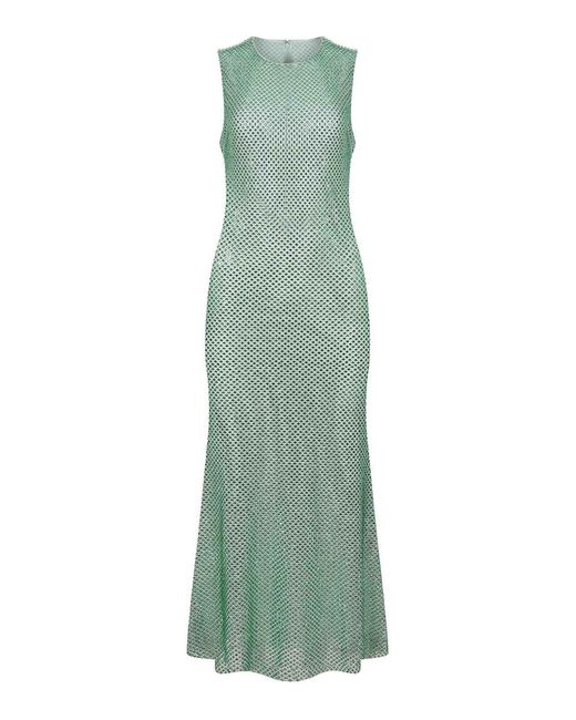 Self-Portrait Green Dress Made Of A Mix Of Polyester