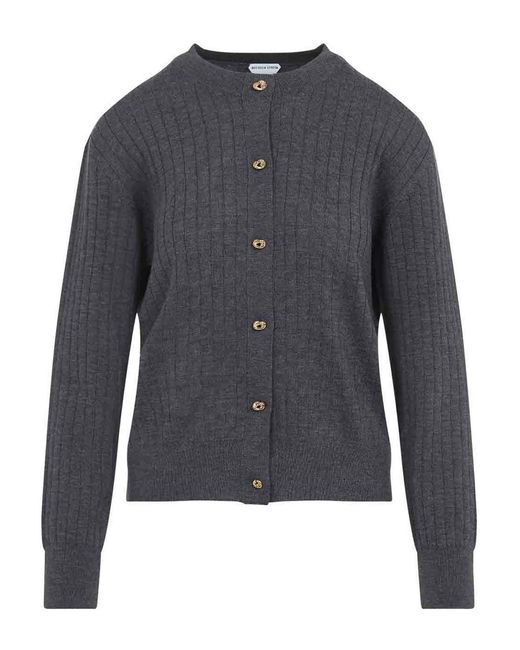 Bottega Veneta Blue Wool Ribbed Cardigan