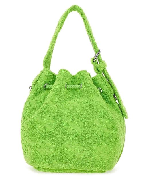 Tory Burch Green T Monogram Mini Bucket Bag