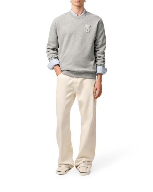 AMI Gray Ami De Coeur Cotton Knit Sweatshirt for men