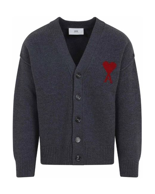 AMI Blue Adc Cardigan for men