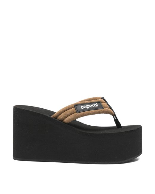 Coperni Black Platform Thong Sandals With Logo