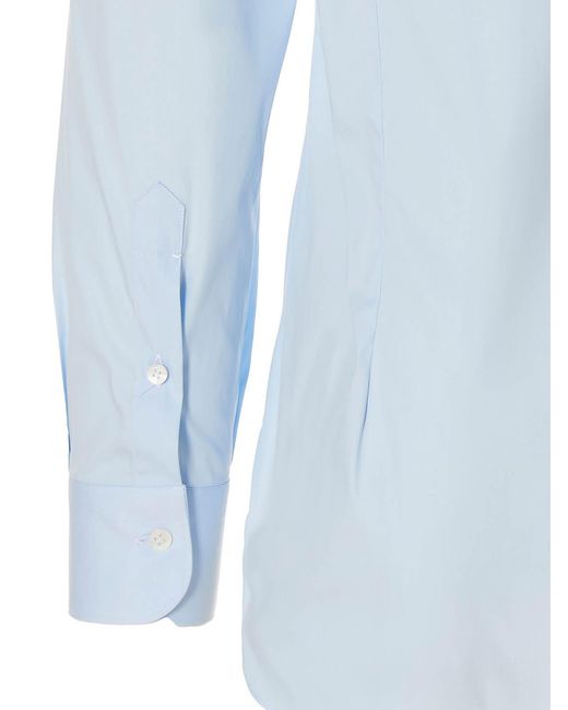 Barba Napoli Blue Poplin Shirt for men
