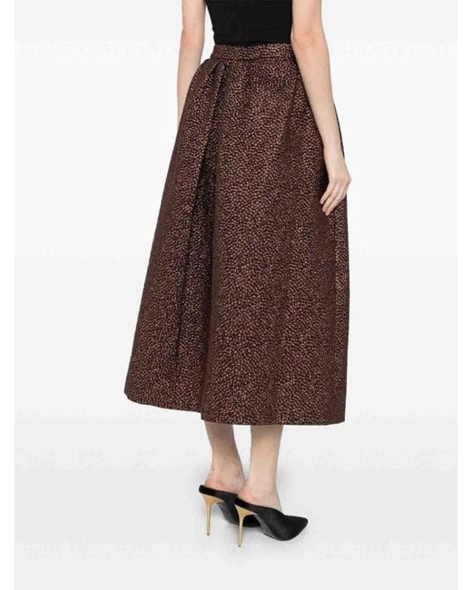 【DRIES VAN NOTEN】satin-jacquard スカート Dries Van Noten Dot Jacquard Skirt in Brown | Lyst