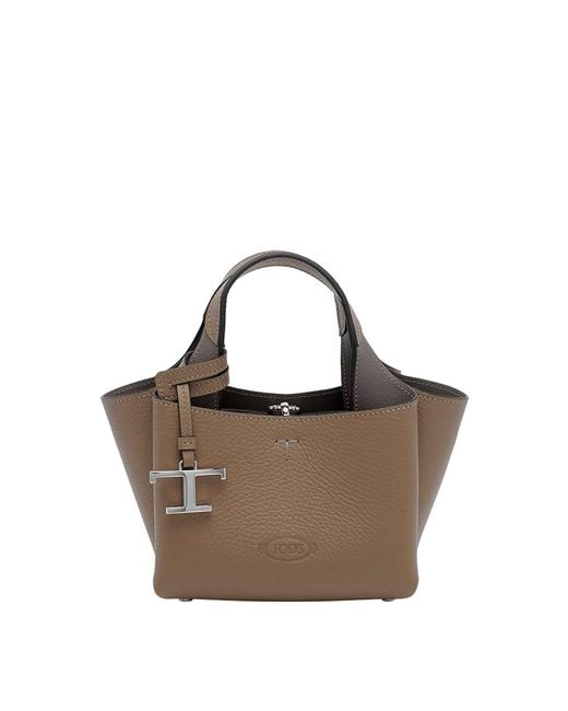 Tod's Brown Cappuccino Micro Leather Handbag