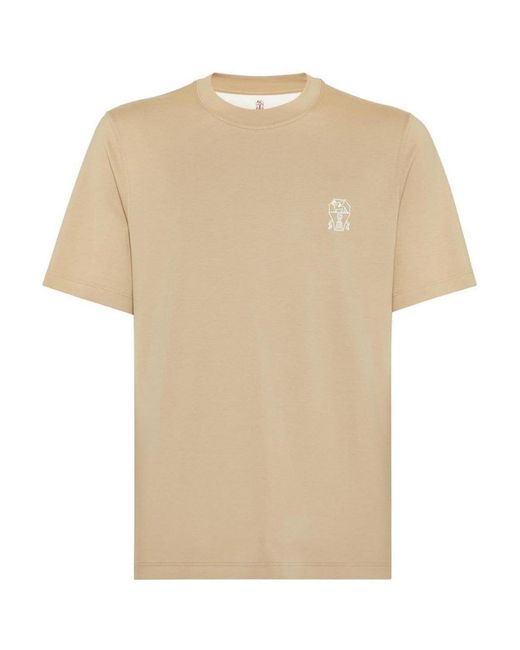 Brunello Cucinelli Natural T-shirt With Logo for men