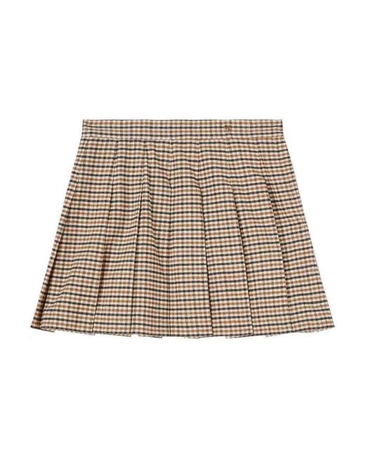 Palm Angels Natural Checked High-Waisted Mini Skirt