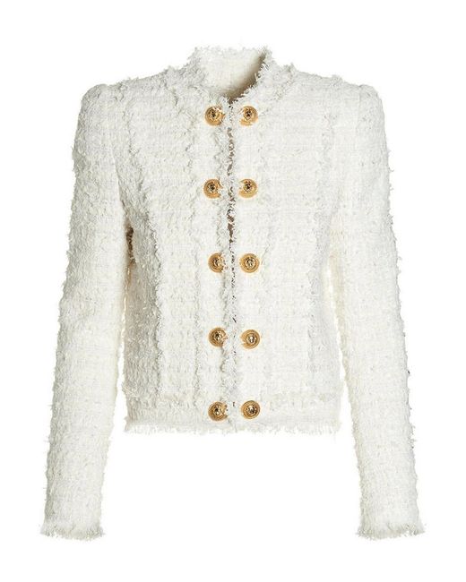 Balmain White Tweed Jacket