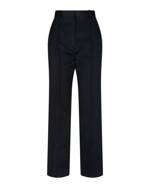 Loro Piana Black Straight Silk Trousers