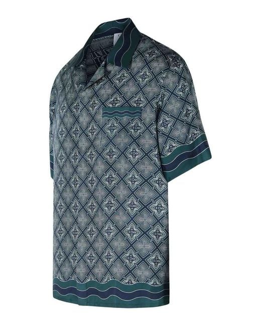 Casablanca Blue Radiating Monogram' Silk Shirt for men